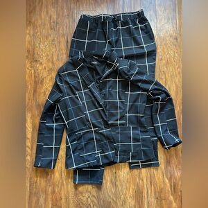 black and white plaid blazer and drawstring pants set from the brand ChicMe XL
